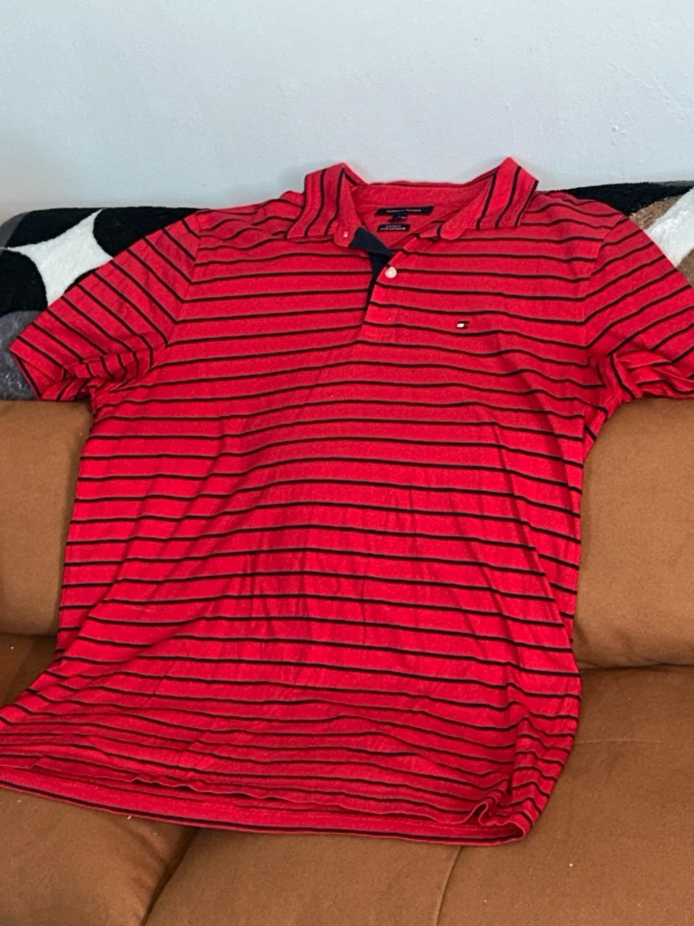 Men’s Tommy Hilfiger Red Polo with Black Stripes